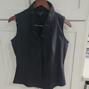 Brooks Brothers Black Sleeveless Fitted Button Down Shirt